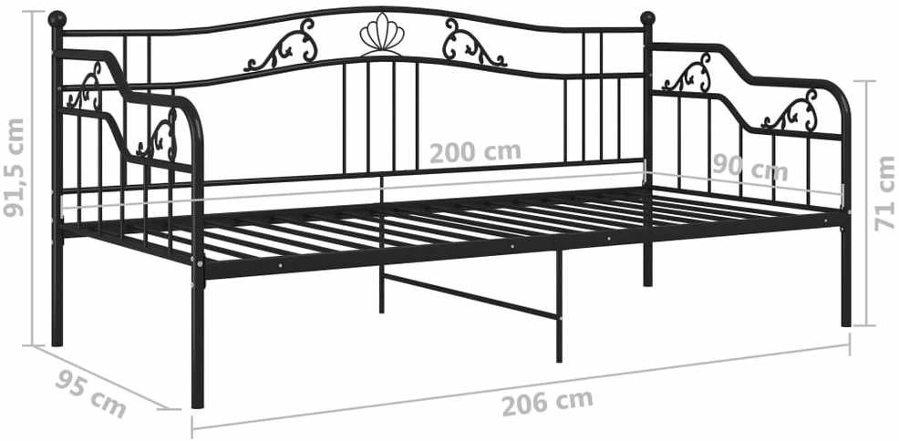 Sofos-lovos rėmas, juodos spalvos, 90x200cm, metalas