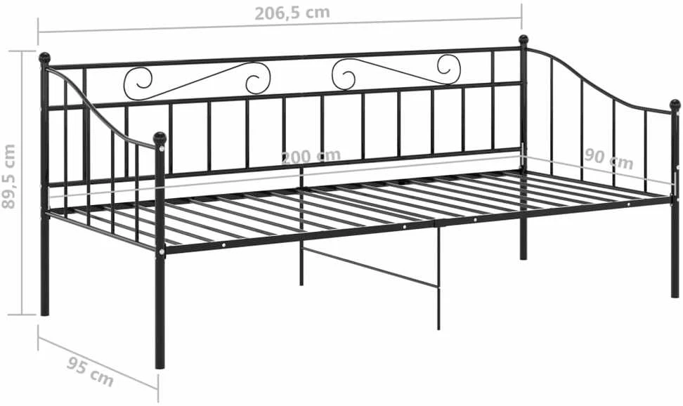 Sofos-lovos rėmas, juodos spalvos, 90x200cm, metalas