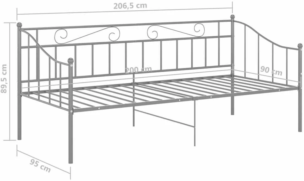 Sofos-lovos rėmas, pilkos spalvos, 90x200cm, metalas