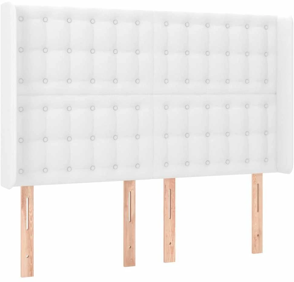 Lova su spyruoklėmis/čiužiniu/LED, balta 140x190cm dirbtinė oda