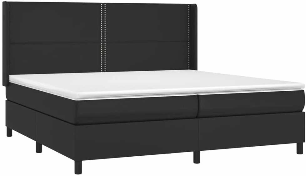 Lova su spyruoklėmis/čiužiniu/LED, juoda 200x200cm dirbtinė oda