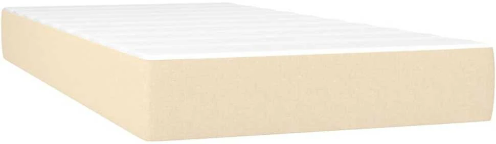 Lova su spyruoklėmis/čiužiniu/LED, kreminė, 90x200 cm, audinys