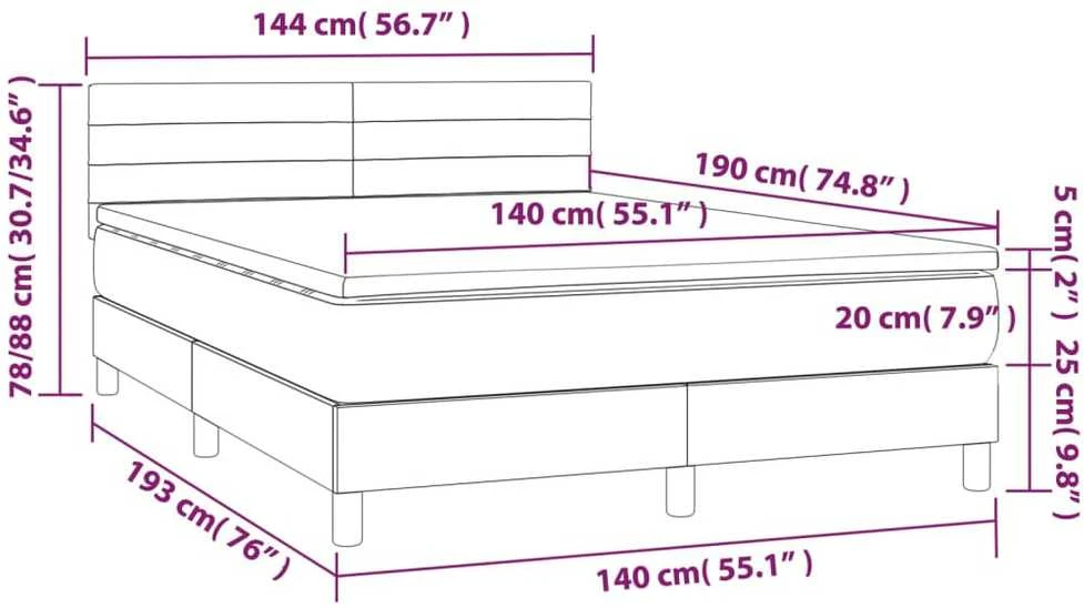 Lova su spyruoklėmis/čiužiniu/LED, mėlyna, 140x190 cm, audinys