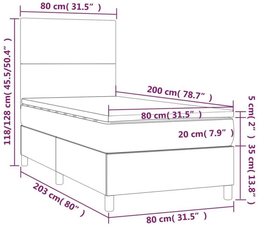 Lova su spyruoklėmis ir čiužiniu, juoda, 80x200cm, audinys