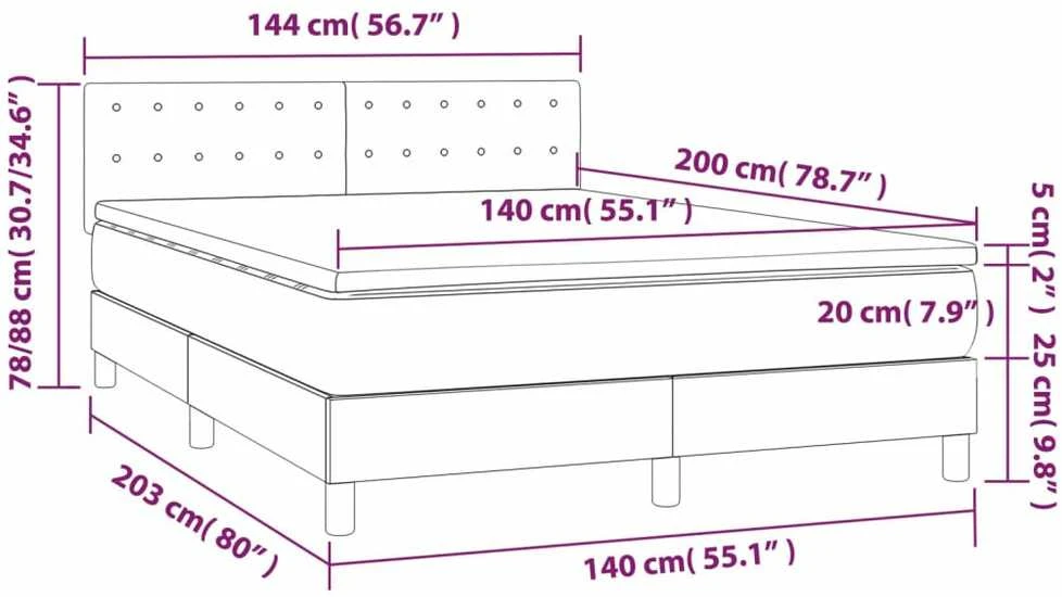 Lova su spyruoklėmis ir čiužiniu, kreminė, 140x200 cm, audinys