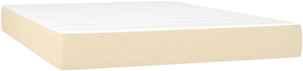 Lova su spyruoklėmis ir čiužiniu, kreminė, 140x190 cm, audinys