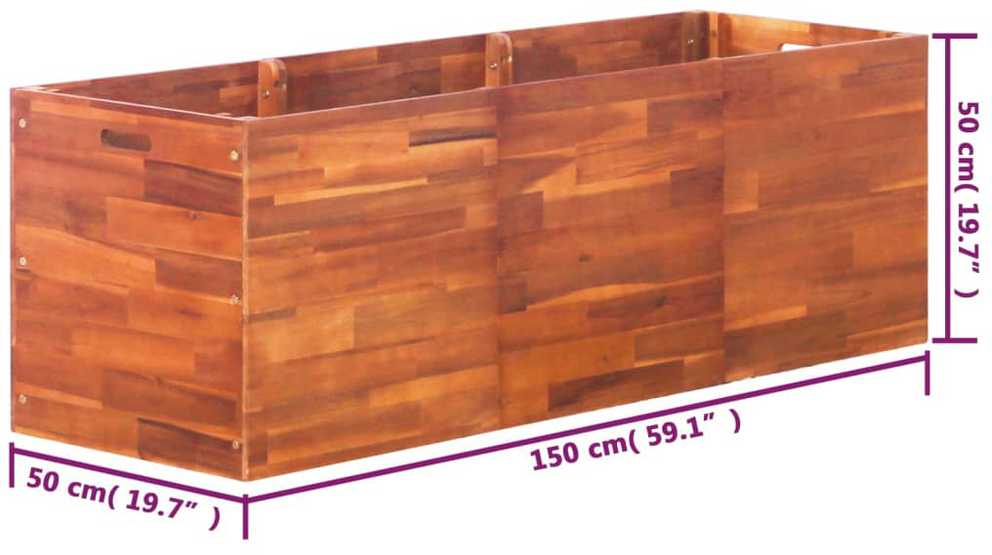 Lovelis augalams, akacijos mediena, 150x50x50cm, aukštas