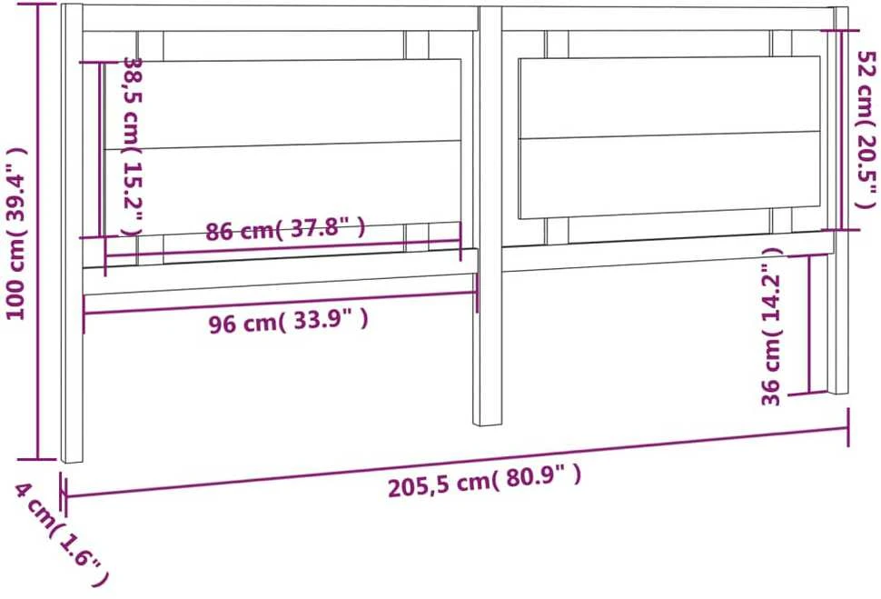 Lovos galvūgalis, 205,5x4x100cm, pušies medienos masyvas