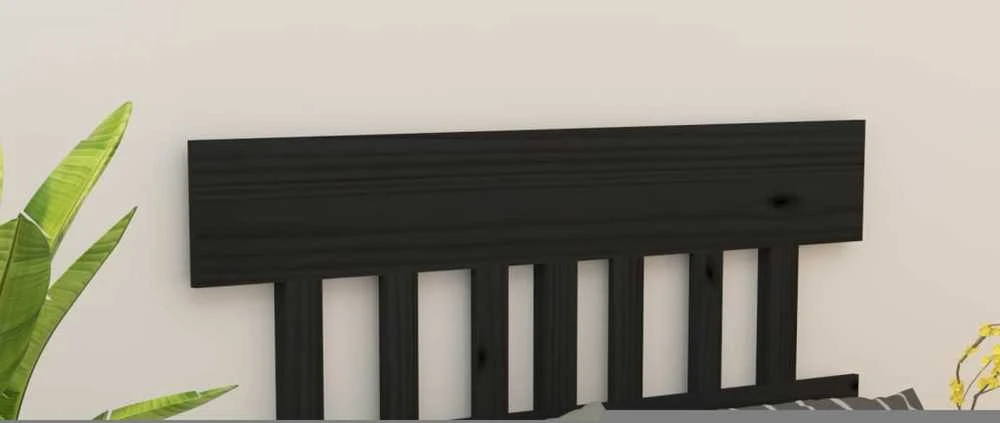 Lovos galvūgalis, juodas, 123,5x3x81cm, pušies medienos masyvas