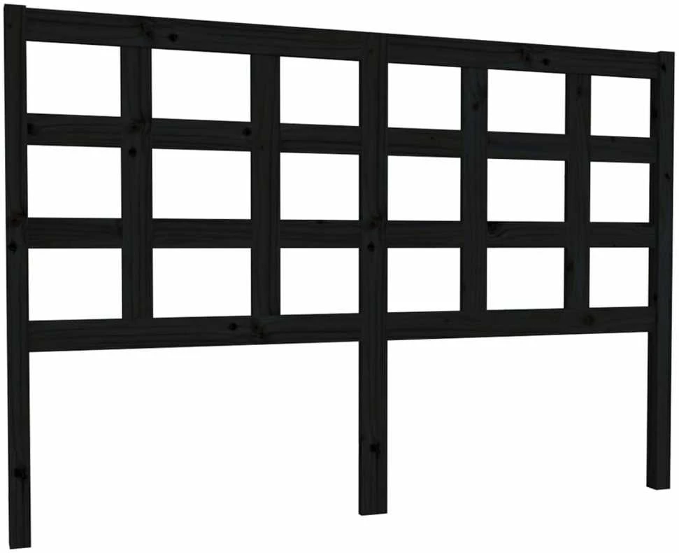 Lovos galvūgalis, juodas, 145,5x4x100cm, pušies masyvas