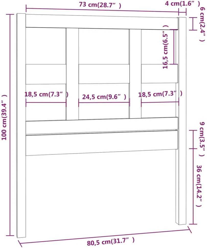 Lovos galvūgalis, pilkas, 80,5x4x100cm, pušies medienos masyvas