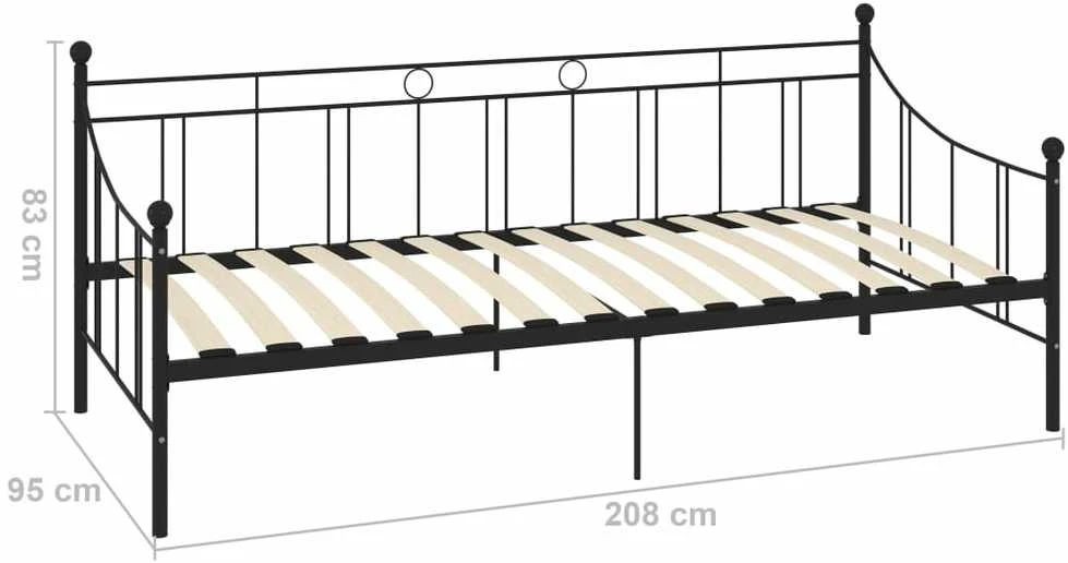 Lovos rėmas, juodos spalvos, 90x200cm, metalas