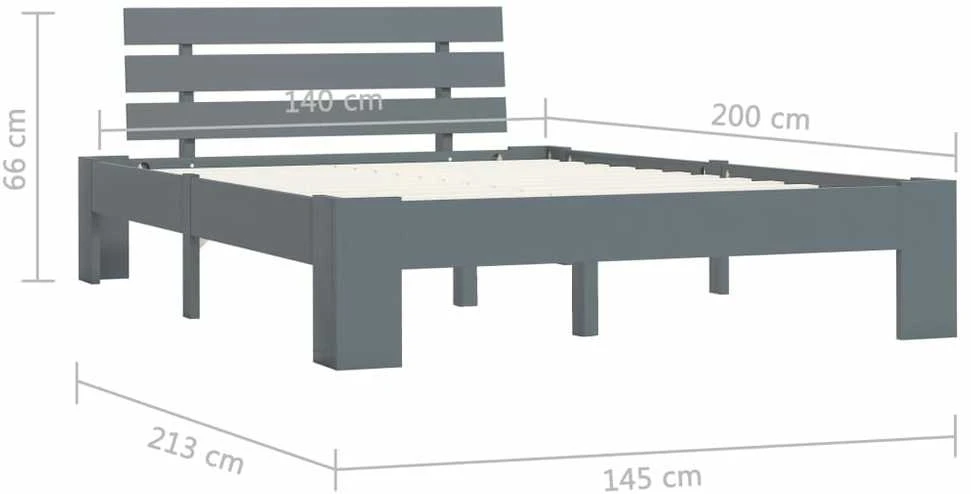 Lovos rėmas, pilkos sp., 140x200 cm, pušies medienos masyvas