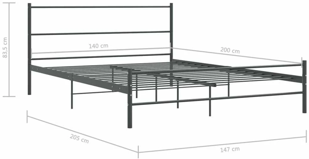 Lovos rėmas, pilkos spalvos, 140x200cm, metalas