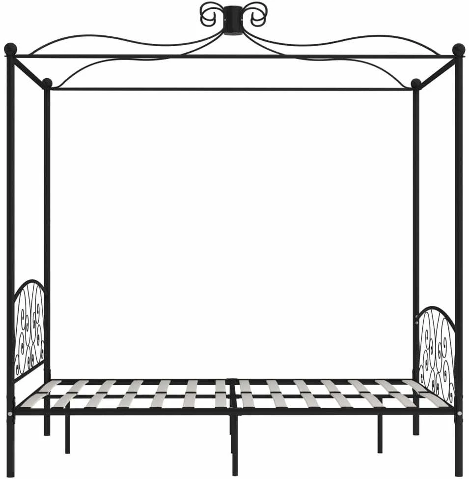 Lovos rėmas su baldakimu, juodos spalvos, 120x200cm, metalas