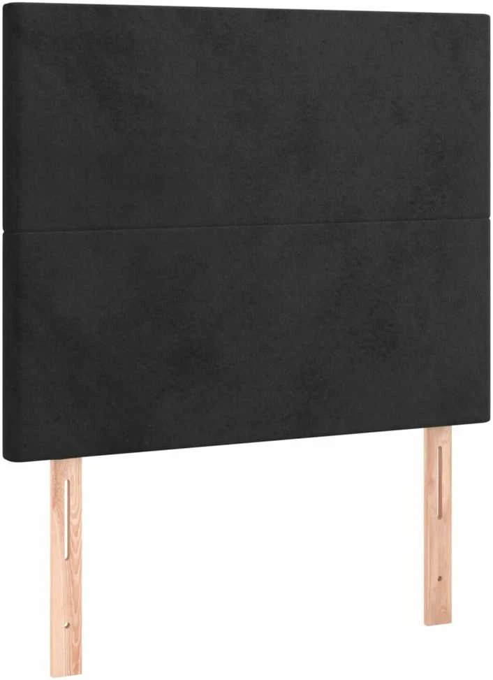 Lovos rėmas su galvūgaliu, juodos spalvos, 90x190 cm, aksomas