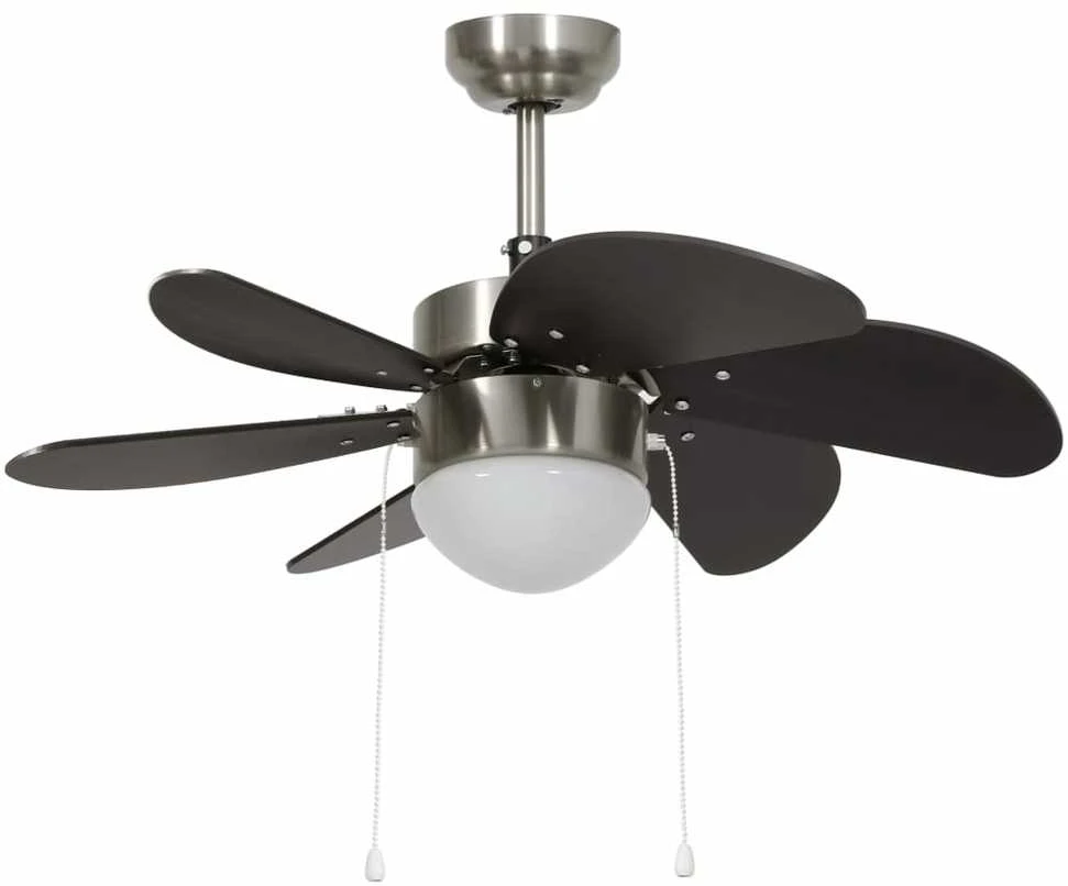 Lubų ventiliatorius su apšvietimu, tamsiai rudos spalvos, 76cm