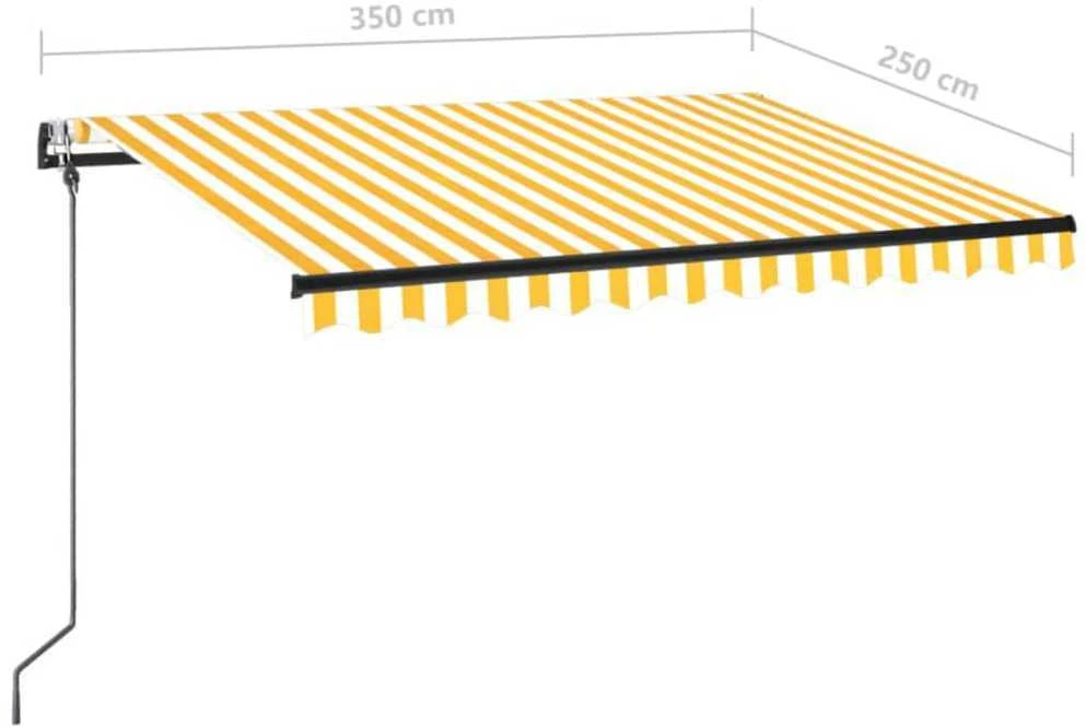 Markizė su LED/vėjo jutikliu, geltona/balta, 350x250cm