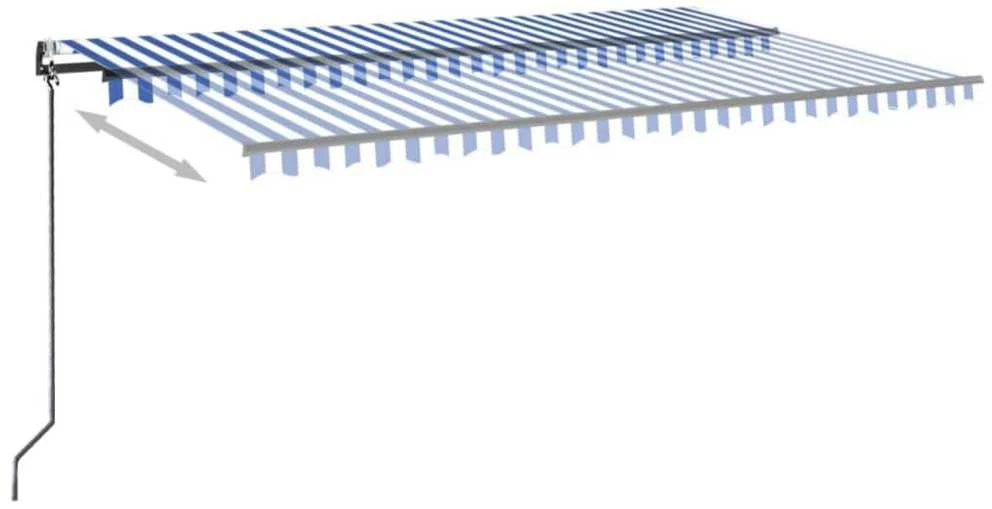 Markizė su LED/vėjo jutikliu, mėlyna/balta, 500x300cm