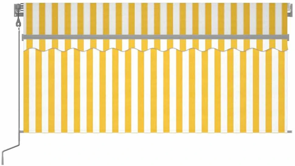 Markizė su uždanga/LED/vėjo jutikliu, geltona/balta, 3,5x2,5m