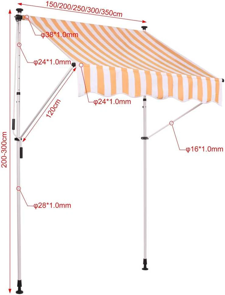 Mville Spaustukinė markizė CLP Westerly, 350x120 cm