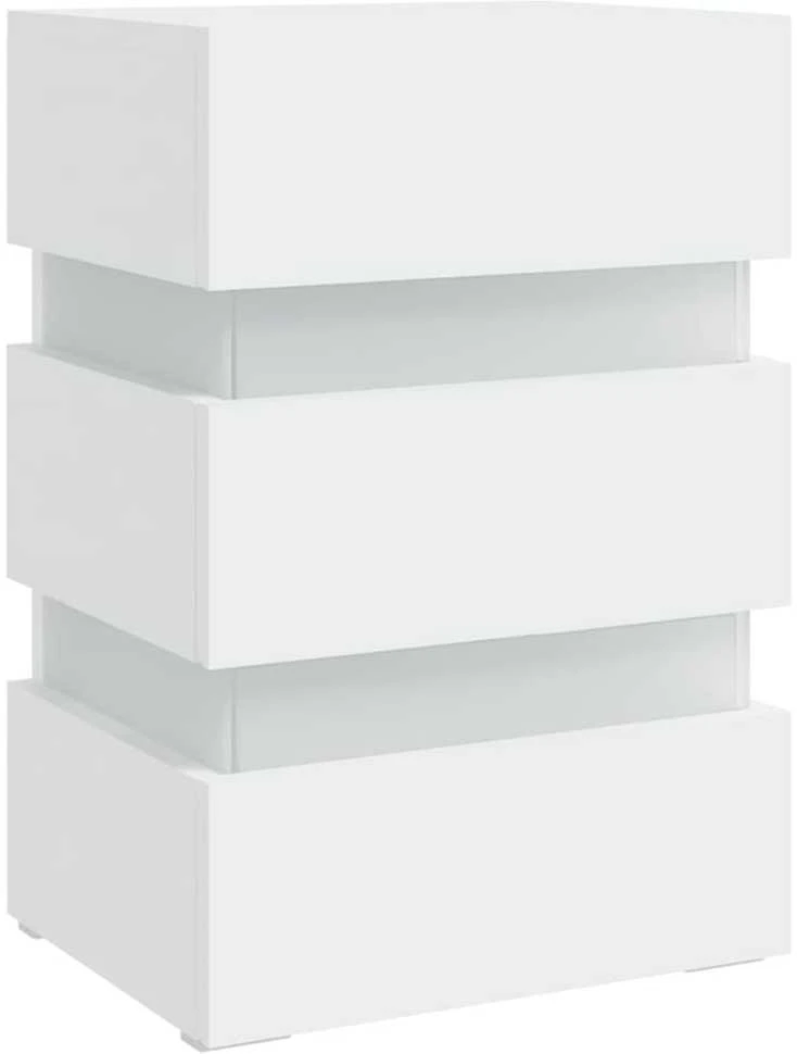 Naktinė spintelė su LED apšvietimu, balta, 45x35x67cm, mediena