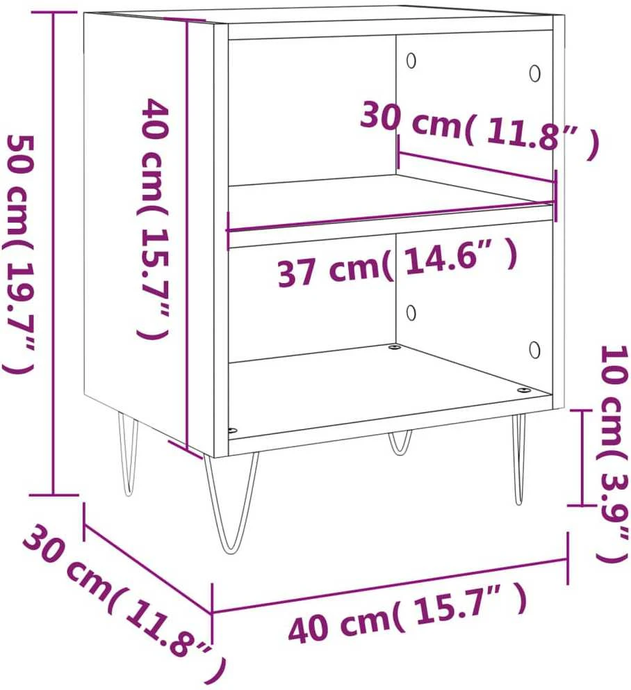 Naktinės spintelės, 2vnt., baltos, 40x30x50cm, apdirbta mediena