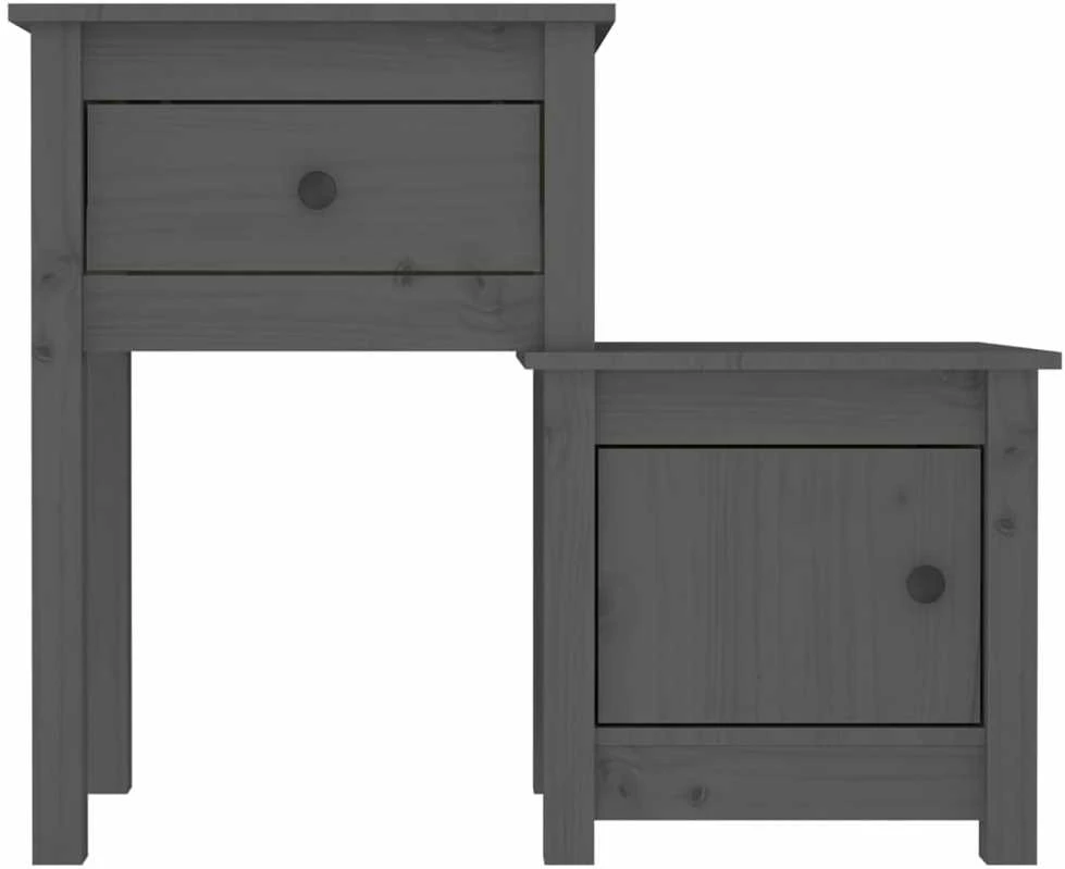 Naktinės spintelės, 2vnt., pilkos, 79,5x38x65,5cm, pušis