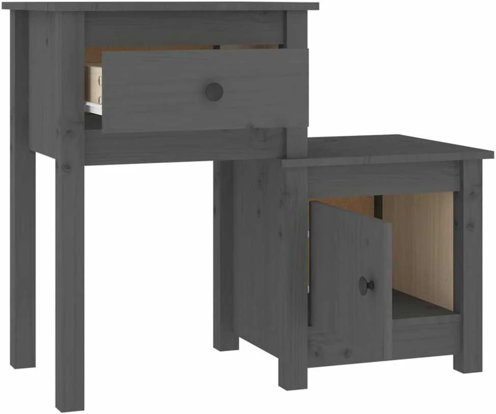 Naktinės spintelės, 2vnt., pilkos, 79,5x38x65,5cm, pušis
