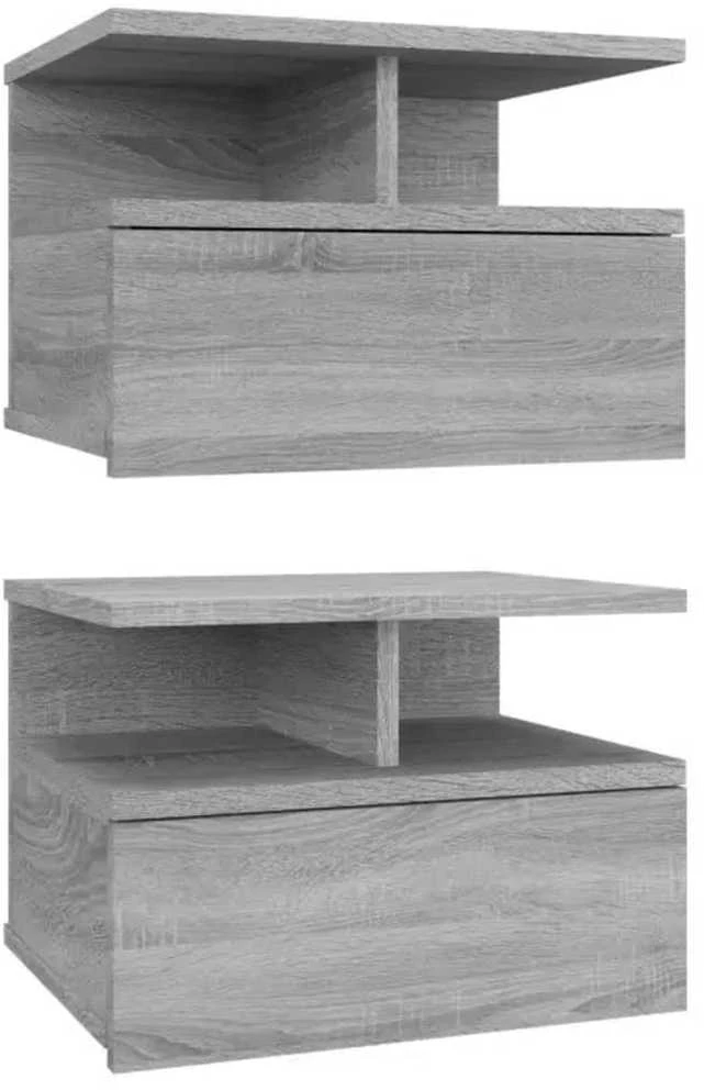Naktiniai staliukai, 2vnt., pilki, 40x31x27cm, mediena