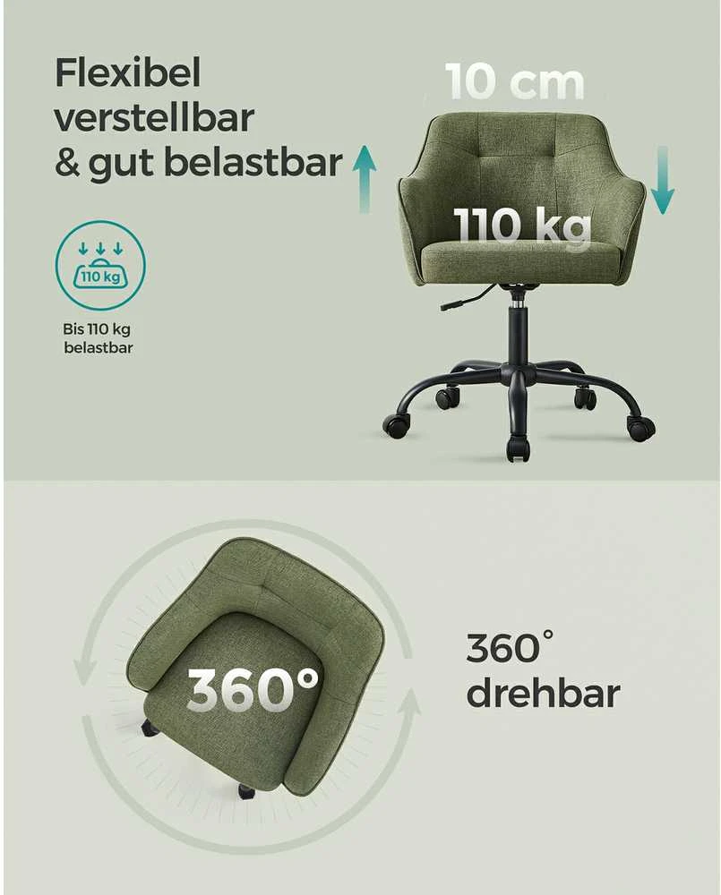 Songmics Namų biuro kėdė žalia