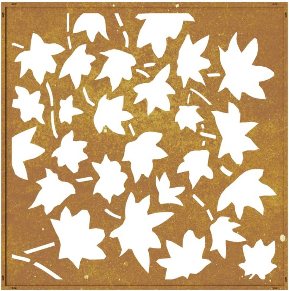 Nuotraukų rėmelis Sodo sienos dekoracija, 55x55cm, corten plienas, klevo lapai