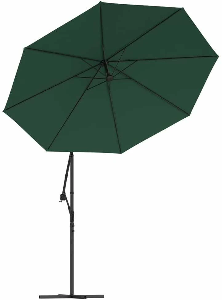 Pakabinamas skėtis su LED, žalias, 300cm, metalinis kotas