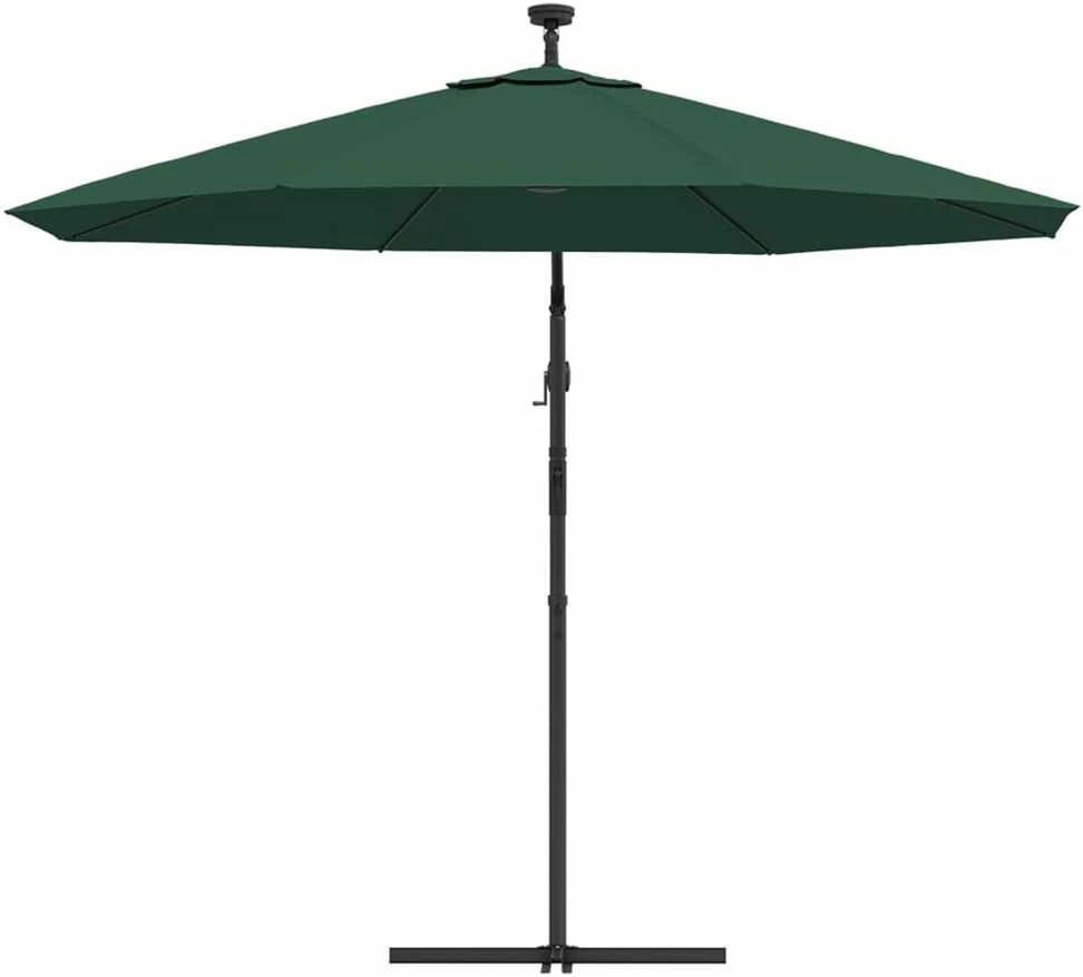 Pakabinamas skėtis su LED, žalias, 300cm, metalinis kotas