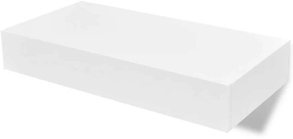 Pakabin. sien. lentynos su stalčiais, 2vnt., baltos, 48cm