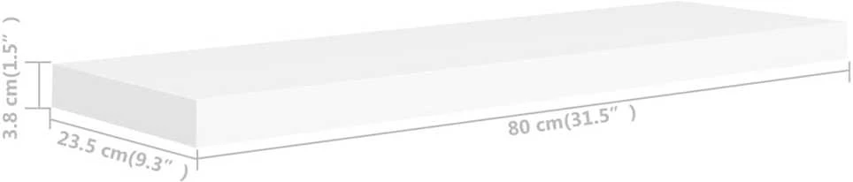 Pakabinama sieninė lentyna, balta, 80x23,5x3,8cm, MDF