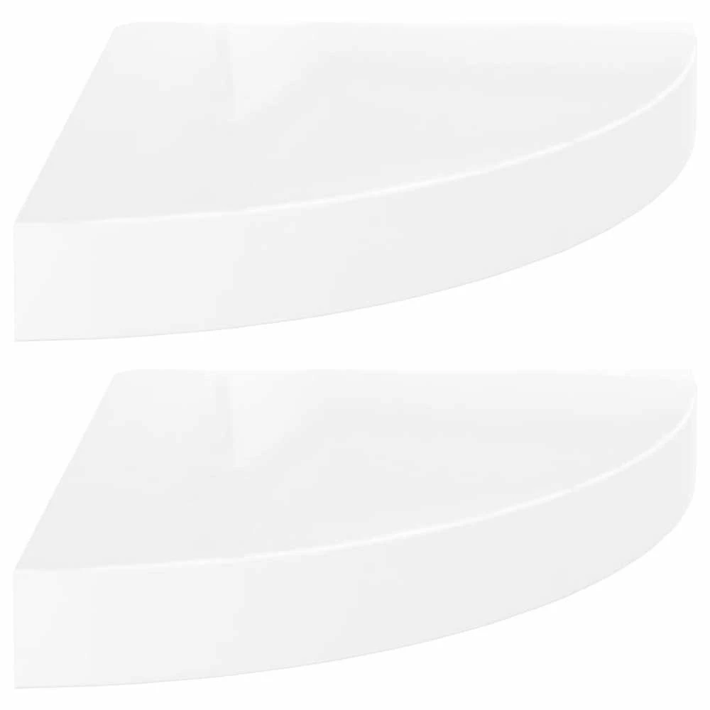 Pakabinamos kampinės lentynos, 2vnt., baltos, 25x25x3,8cm, MDF