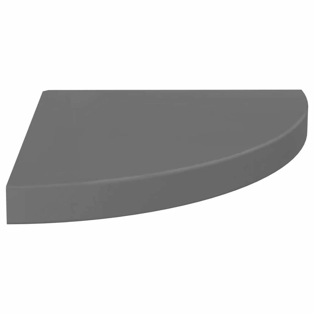Pakabinamos kampinės lentynos, 4vnt., pilkos, 35x35x3,8cm, MDF