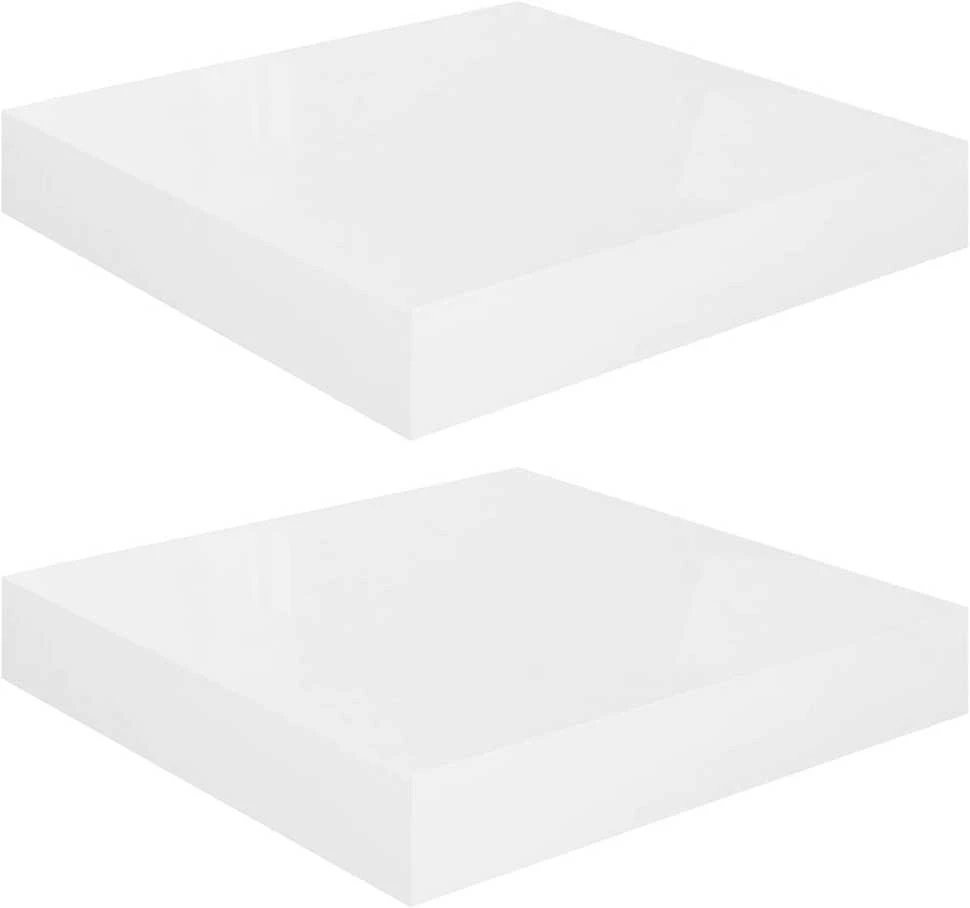 Pakabinamos lentynos, 2vnt., baltos, 23x23,5x3,8cm, MDF