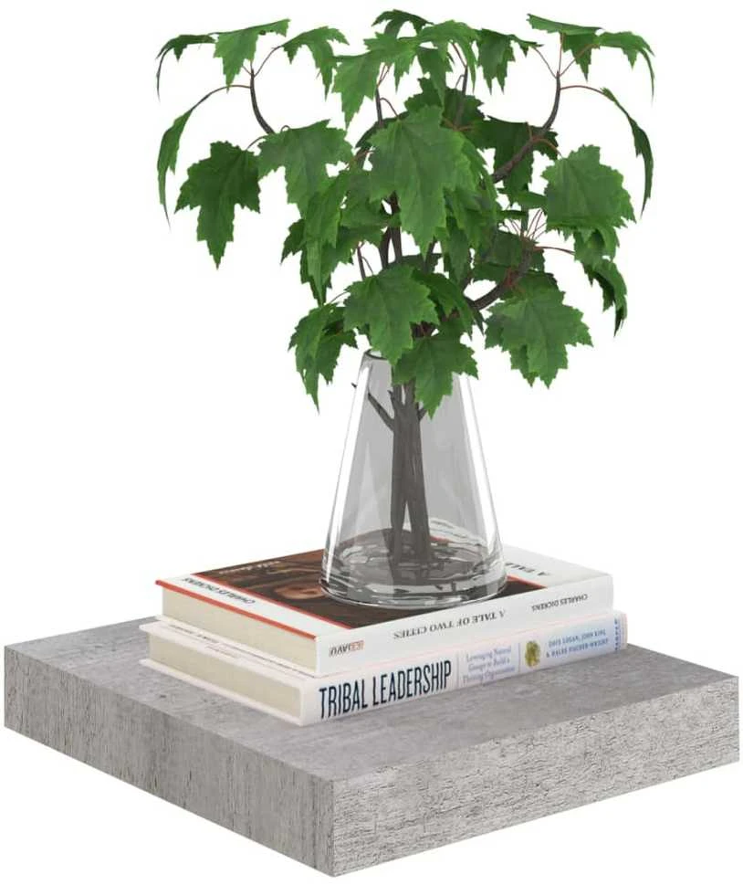 Pakabinamos lentynos, 2vnt., betono pilkos, 23x23,5x3,8cm, MDF