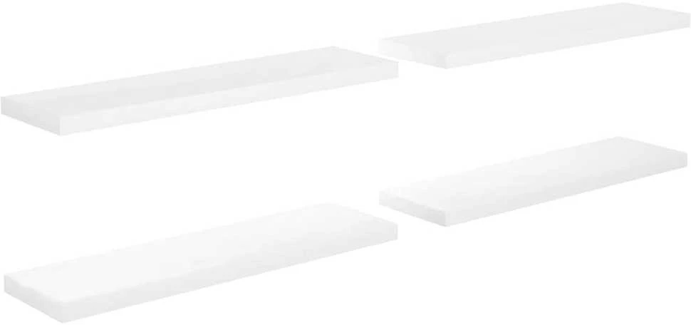 Pakabinamos lentynos, 4vnt., baltos, 90x23,5x3,8cm, MDF