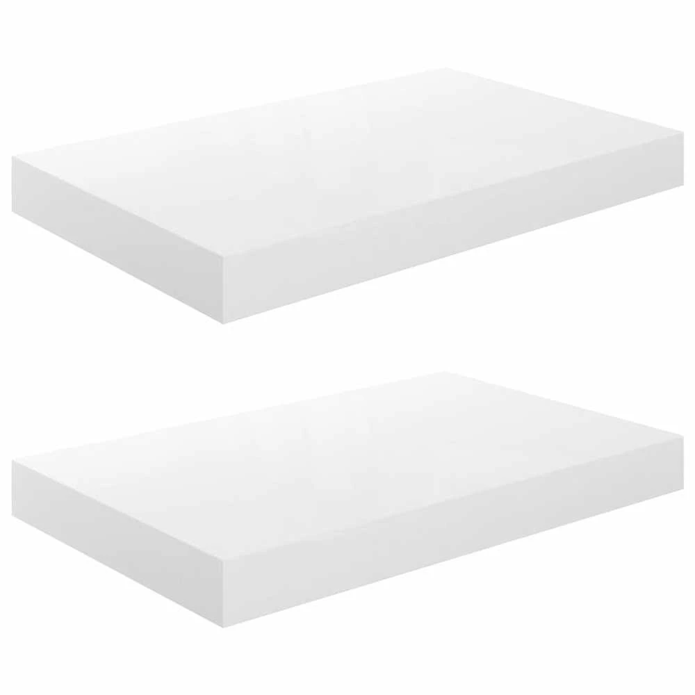 Pakabinamos sieninės lentynos, 2vnt., baltos, 40x23x3,8cm, MDF
