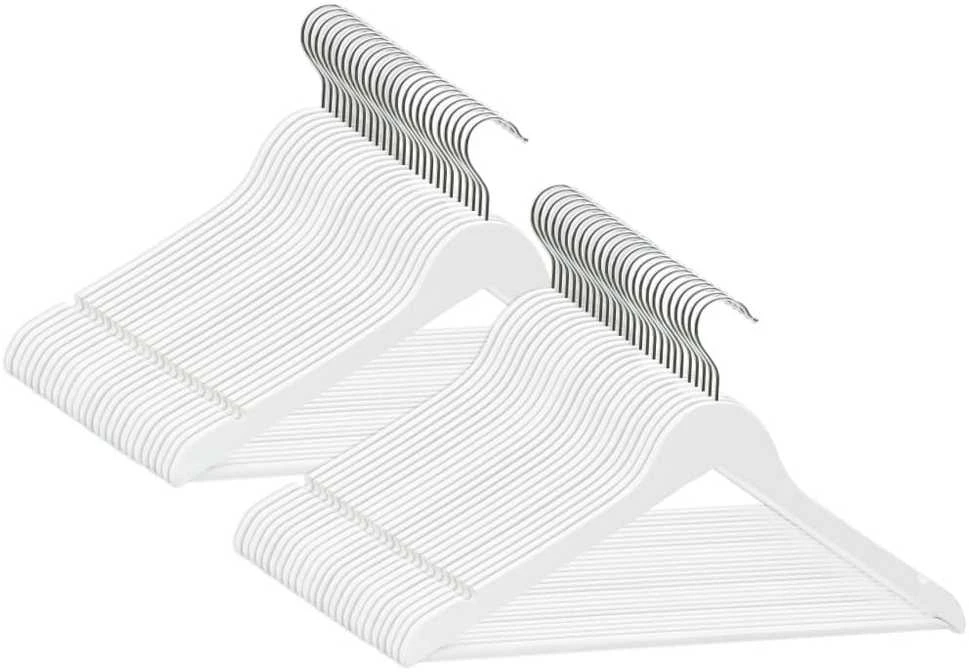 Pakabų rinkinys, 50vnt., baltas, kietmedis, neslystančios
