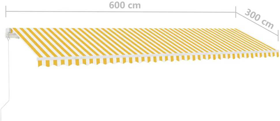 Pastatoma ištraukiama markizė, geltona/balta, 600x300cm