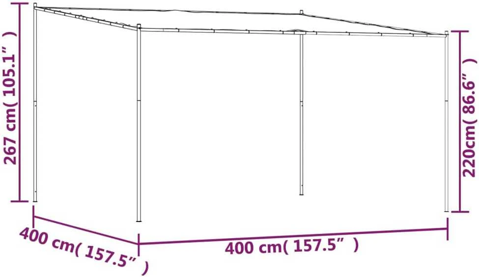 Pavėsinė, baltos spalvos, 4x4m, audinys ir plienas, 180g/m²