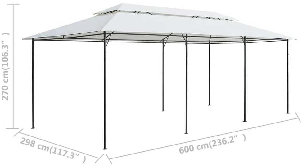Pavėsinė, baltos spalvos, 600x298x270cm, 180g/m²