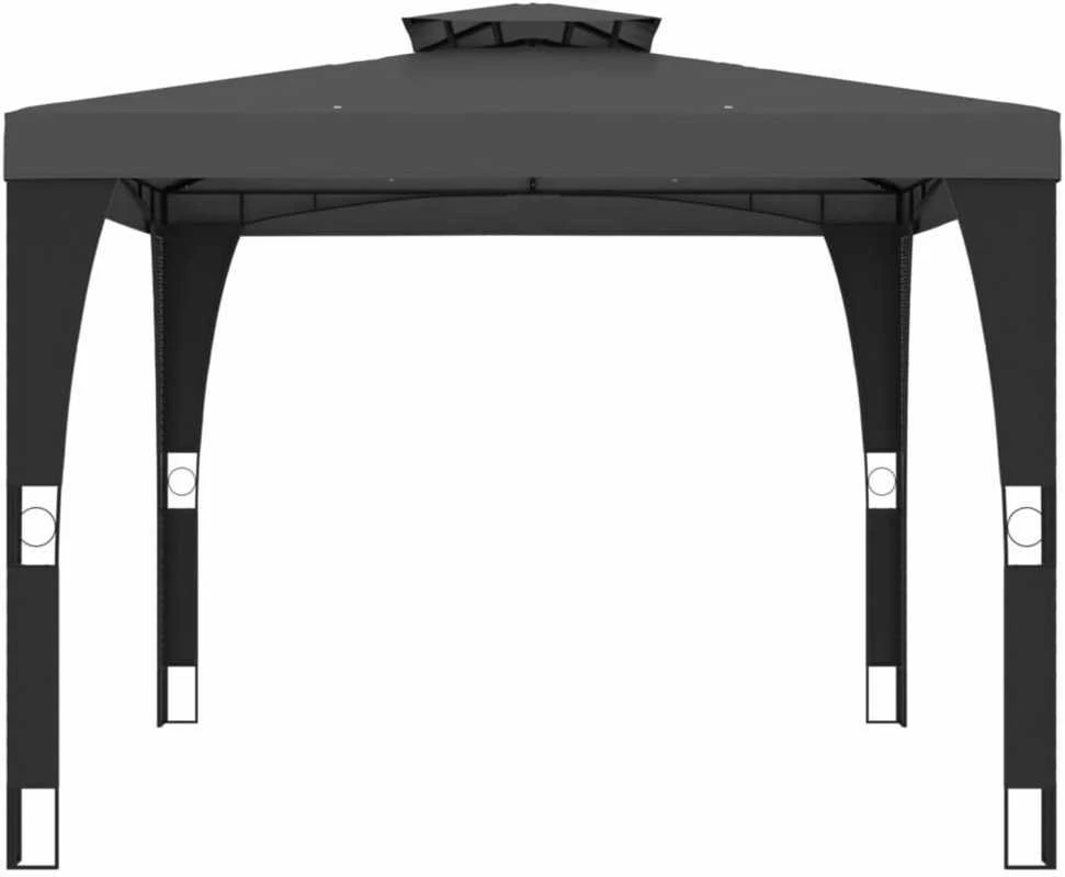 Pavėsinė su dvigubu stogu, antracito, 2,98x2,98 m, plienas
