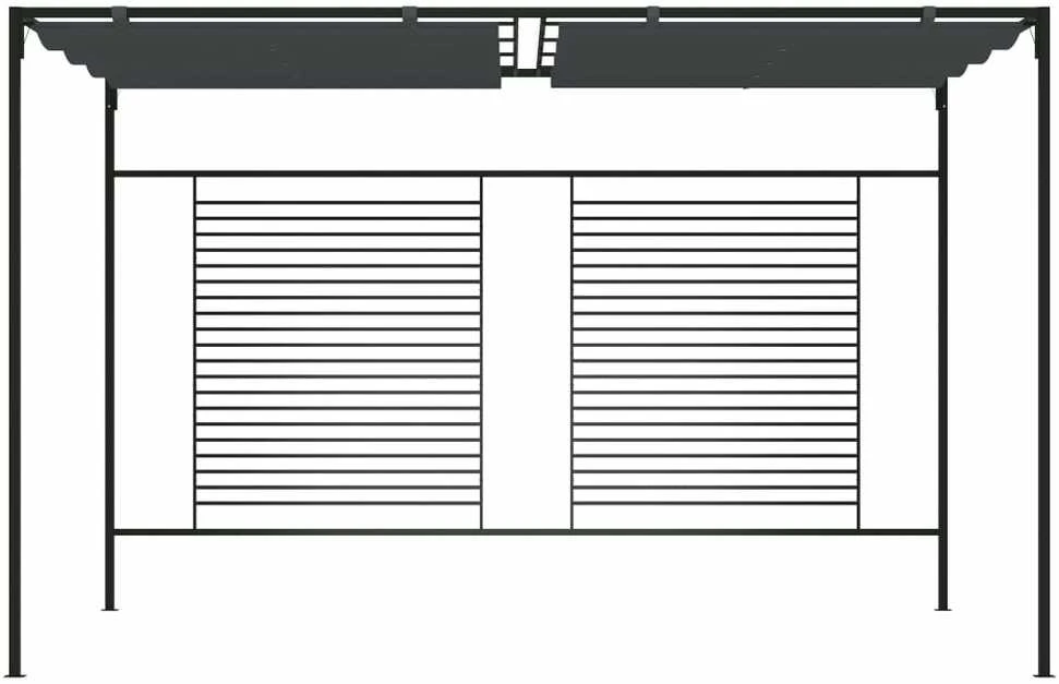 Pavėsinė su įtraukiamu stogu, antracito, 4x3x2,3m, 180g/m²