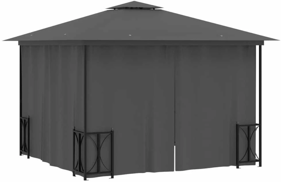Pavėsinė su šoninėmis sienomis ir stogu, antracito, 3x3m