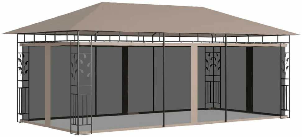 Pavėsinė su tinkleliu nuo uodų, taupe spalvos, 6x3x2,73m